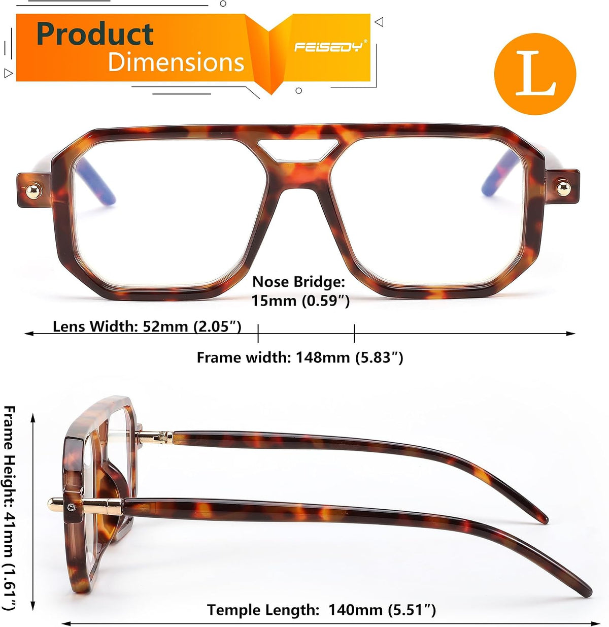 ÉÌƷͼƬ 38 | B0DPLTC8K6 | FEISEDY Vintage Square Blue Light Blocking Glasses Women Men 70s Flat Aviator Glasses Computer Anti Glare B0062