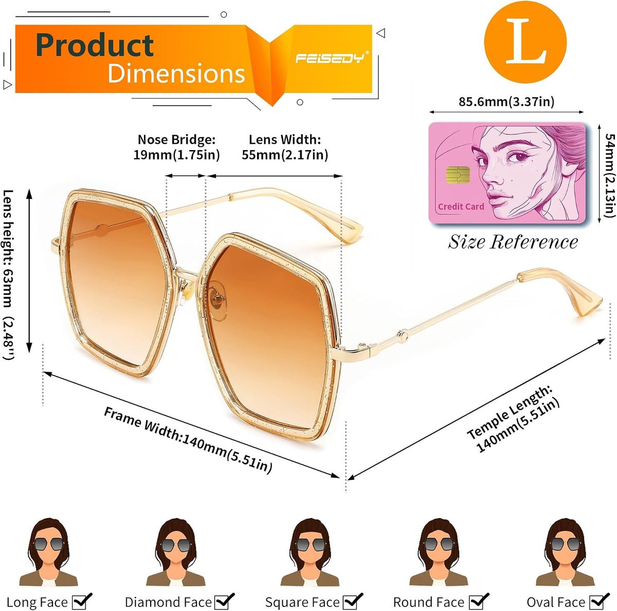 ÉÌƷͼƬ 31 | B08C7TTTDN | FEISEDY Women Large Hexagon Inspired Sunglasses Fashion Irregular Design Style Geometric B2503