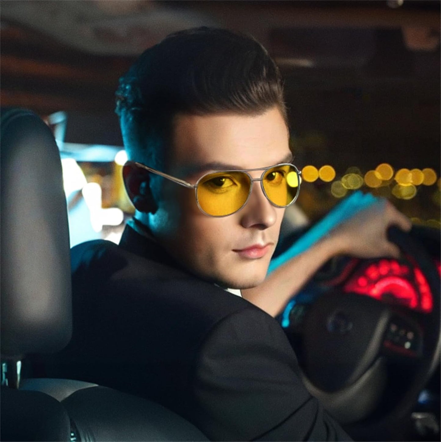 商品图片 10 | B07BDGXB1X | FEISEDY Night Driving Glasses Night Vision Aviator Anti Glare Eyewear for Men Women B2294