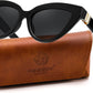 Black Frame + Grey Lens / 51 Millimeters | B0GVF4ZQWZ | FEISEDY Cat eye Sunglasses Polarized and Retro Stylish for Women Men B0428