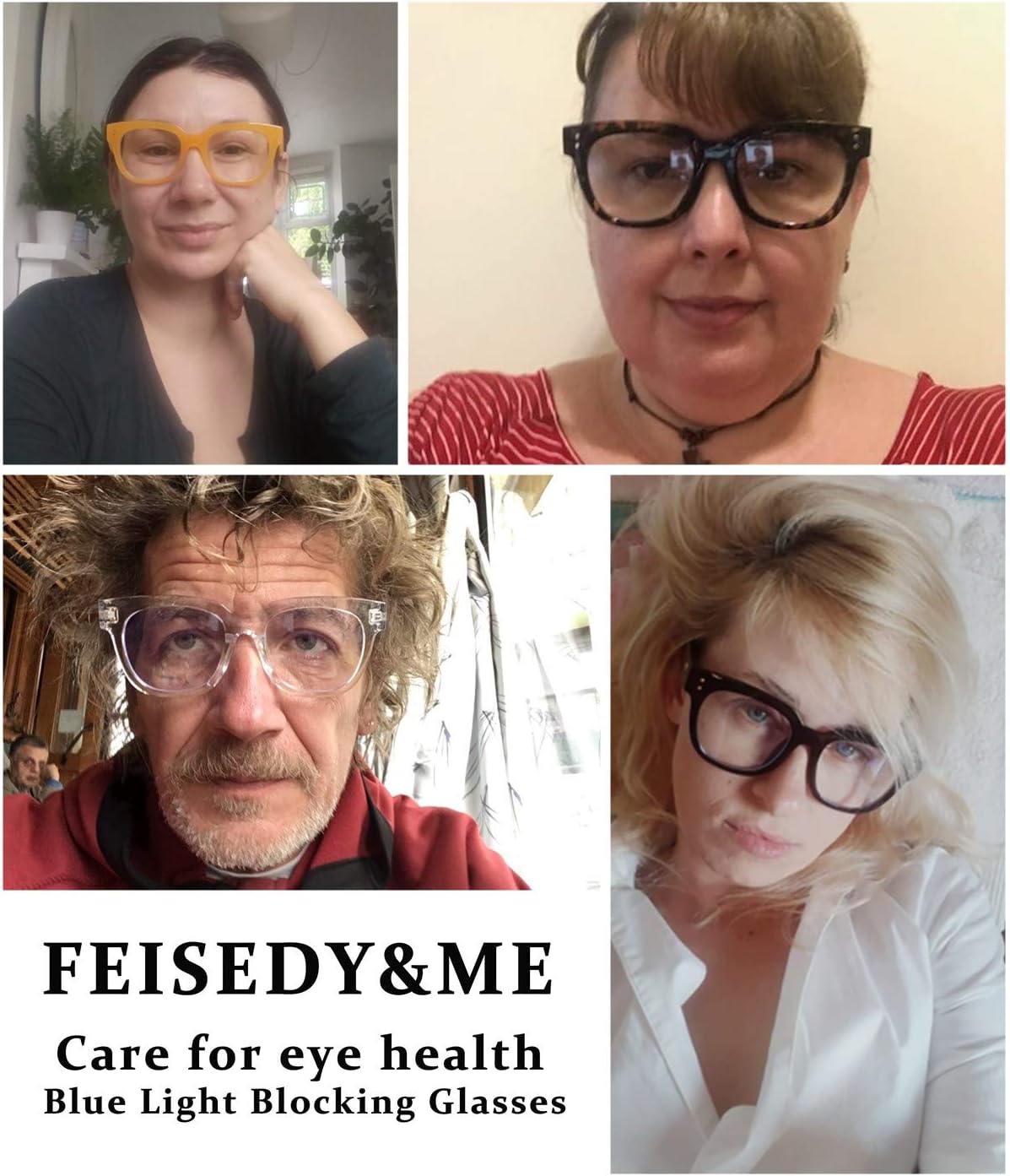 商品图片 7 | B0DBQFZT73 | FEISEDY Retro Square Thick Big Frame Blue Light Blocking Reading Glasses Anti Glare Digital Eyestrain Reader B2523