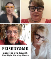ÉÌƷͼƬ 7 | B0DBQFZT73 | FEISEDY Retro Square Thick Big Frame Blue Light Blocking Reading Glasses Anti Glare Digital Eyestrain Reader B2523