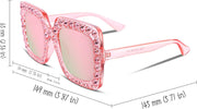 ÉÌƷͼƬ 54 | B077GMJCV8 | FEISEDY Women Sparkling Crystal Sunglasses Oversized Square Thick Frame B2283