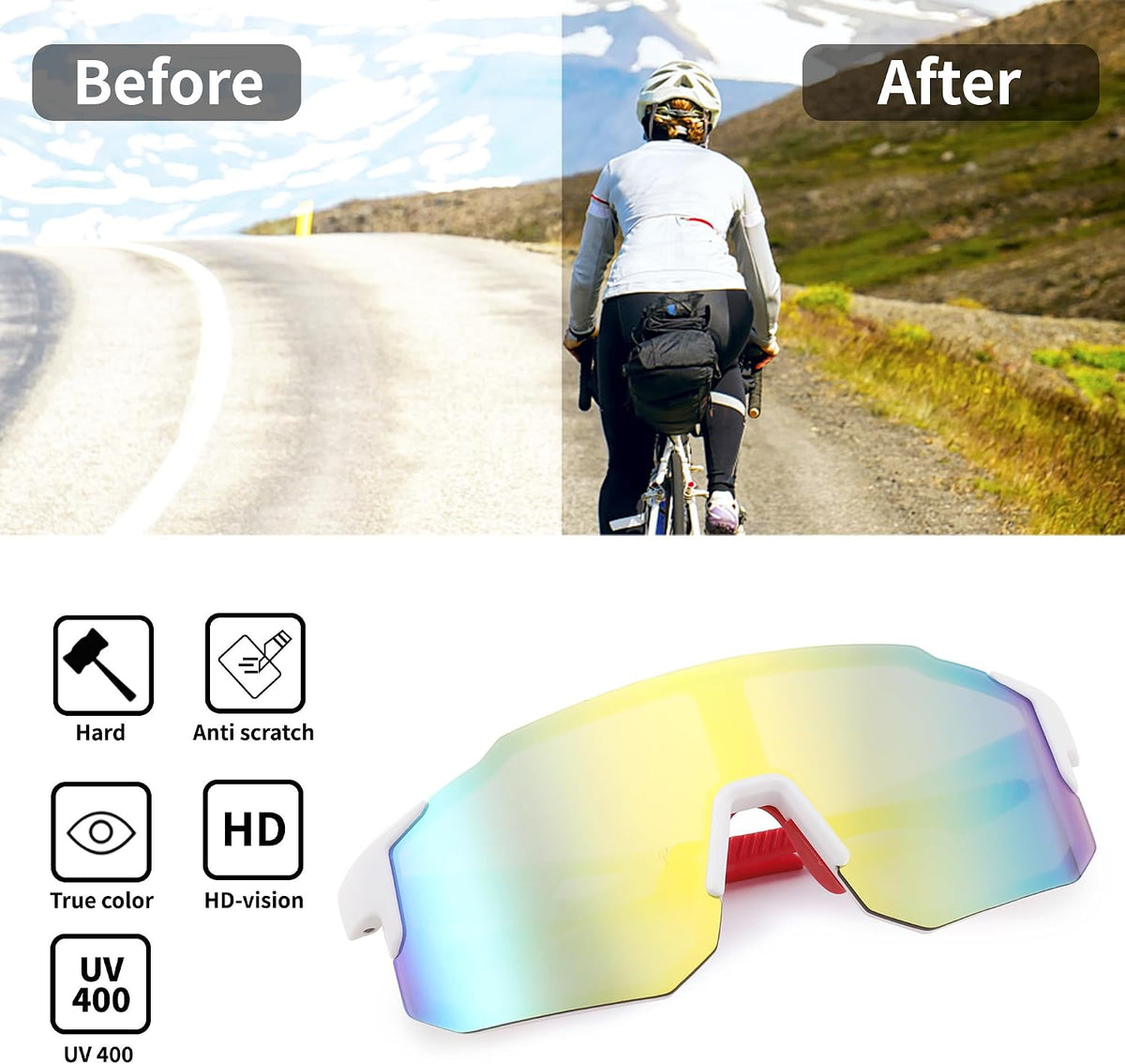 ÉÌƷͼƬ 26 | B0DTYL7JBV | FEISEDY Sports Sunglasses for Men, Women and Teens - Baseball, Biking, Cycling UV400 Protection B2388
