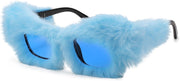 Blue 0086 / 70 Millimeters | B0CNC736M3 | FEISEDY Sunglasses Women Plush Fuzzy Soft Velvet Party Masquerade B2877