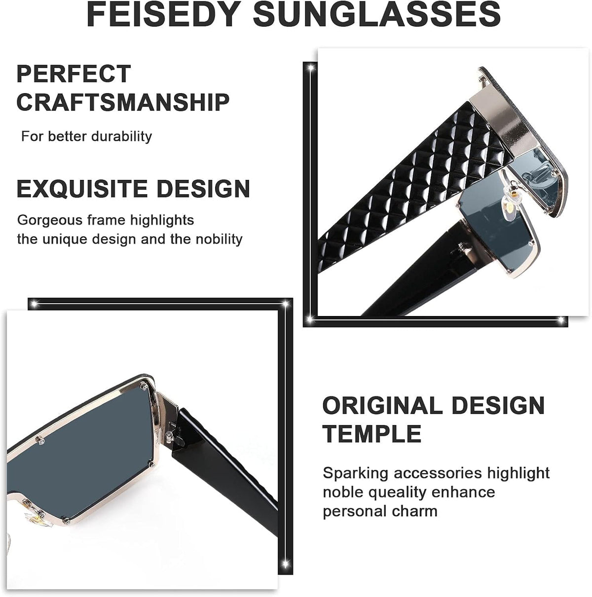 ÉÌƷͼƬ 6 | B093DFHTBC | FEISEDY Oversized Square Sunglasses for Women Men Flat Top Shield Sunglasses One Piece Frameless Shades B2767
