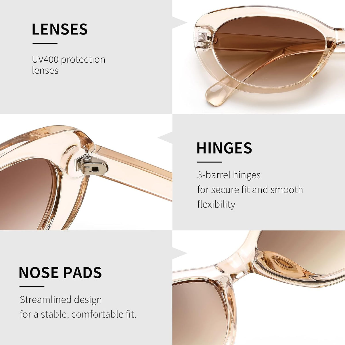 ÉÌƷͼƬ 41 | B0H2YQ7P2Y | FEISEDY Women Vintage Oval Cat Eye Sunglasses, Retro Narrow Shades B0459