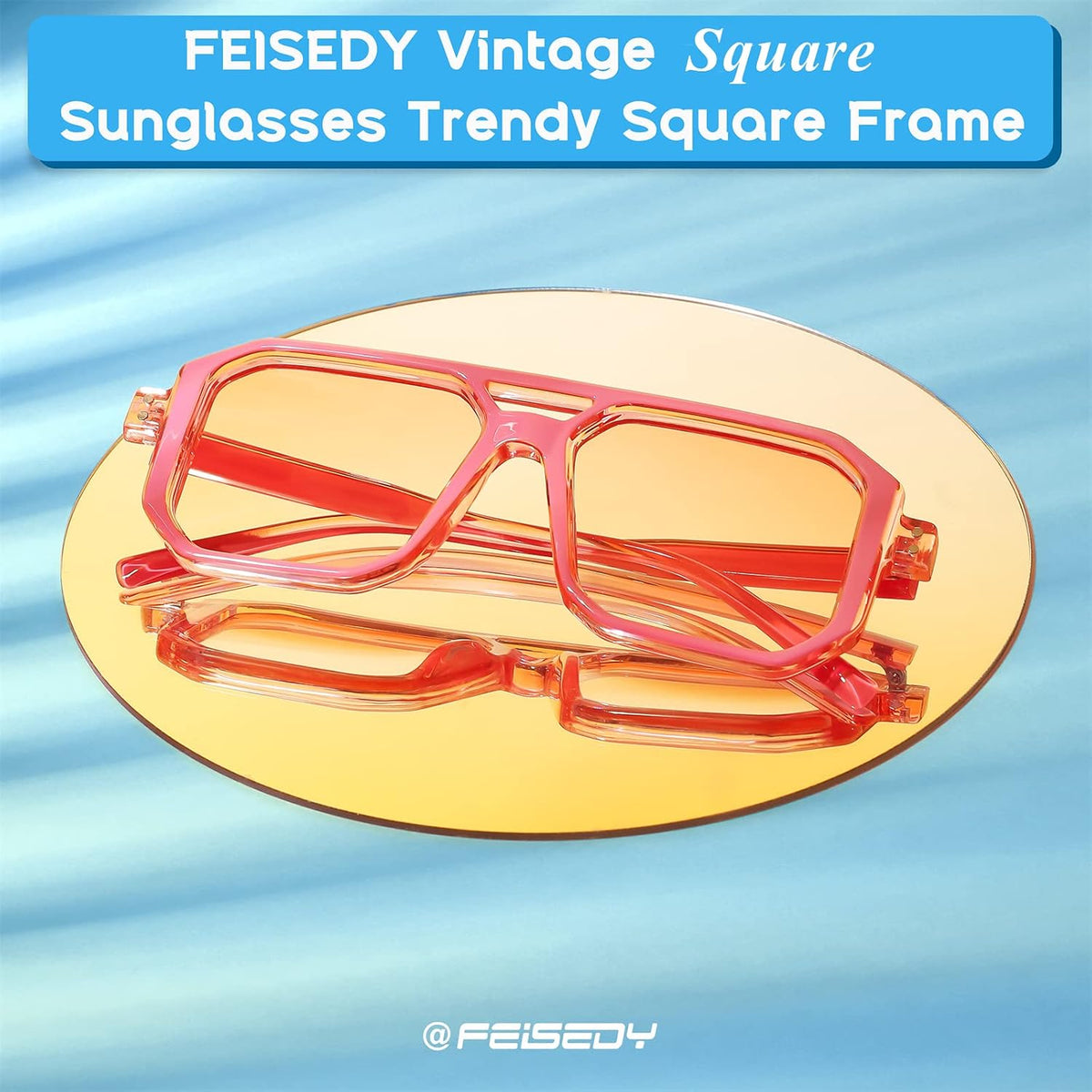 ÉÌƷͼƬ 7 | B0B9BNZRMZ | FEISEDY Retro Aviator Square Sunglasses for Women Men UV400 B2939