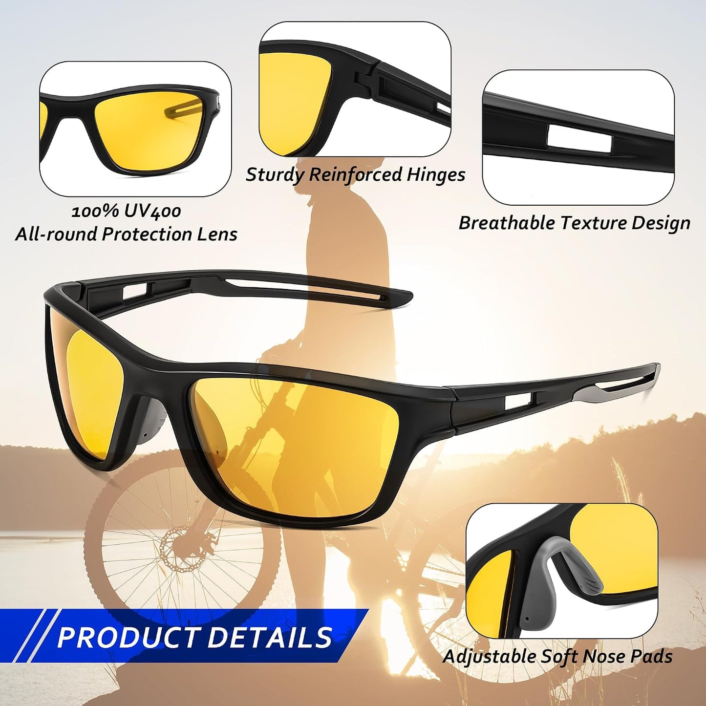 商品图片 25 | B0CTXW1SQG | FEISEDY Sports Polarized Sunglasses For Men Women Cycling Driving Fishing Running UV400 Protection B0125