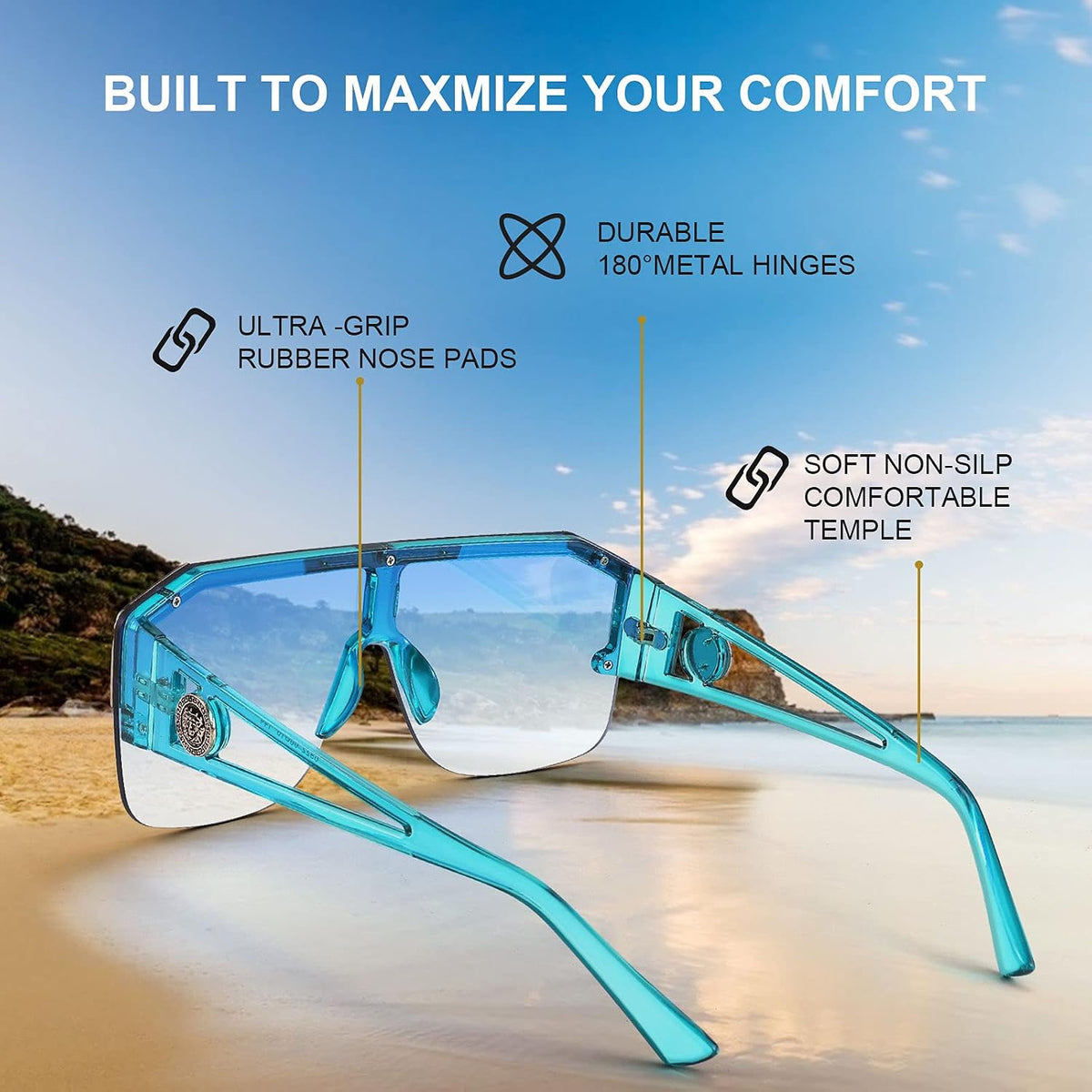 ÉÌƷͼƬ 61 | B09L4V27YS | FEISEDY Square Oversized Sunglasses for Men Women Flat Top B2765