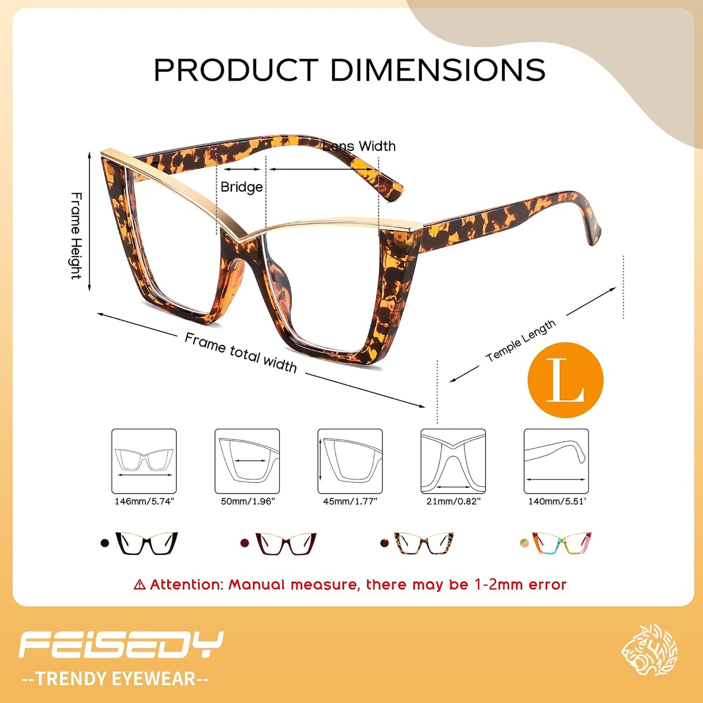 商品图片 29 | B0DGX4KTLX | FEISEDY Fashion Cat Eye Blue Light Blocking Glasses for Women Fake Retro Eyeglasses Oversized Stylish Eyewear Frame B0240