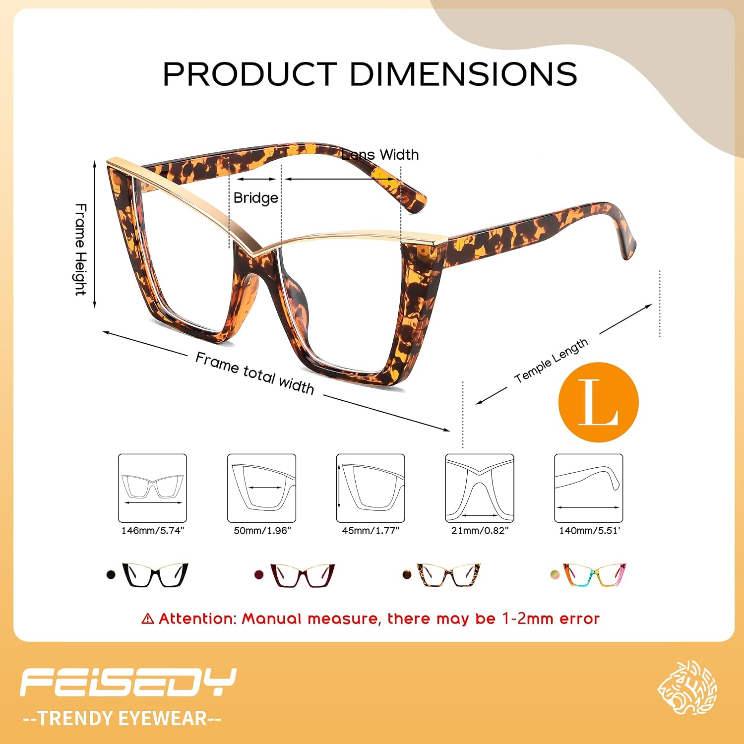 商品图片 29 | B0DGX4KTLX | FEISEDY Fashion Cat Eye Blue Light Blocking Glasses for Women Fake Retro Eyeglasses Oversized Stylish Eyewear Frame B0240