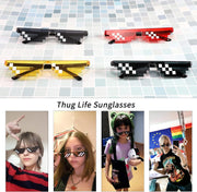 ÉÌƷͼƬ 6 | B09SCSCKL3 | FEISEDY 2PACK Thug Life Sunglasses Funny Pixelated Mosaic Gamer Glasses Party Disco Cool B2876-F2