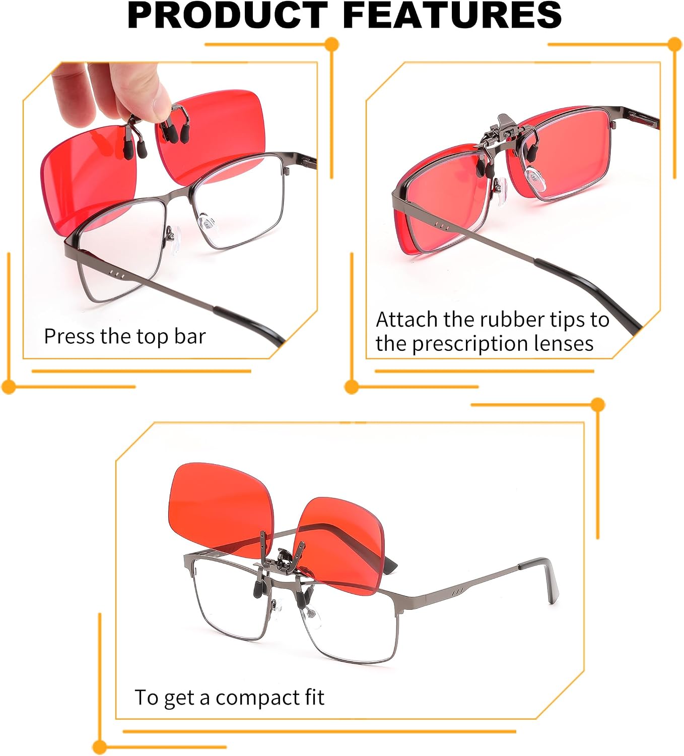商品图片 11 | B0FZKQ9RL5 | FEISEDY Clip on Rimless One Piece Blue Light Glasses for Woman Men B0360