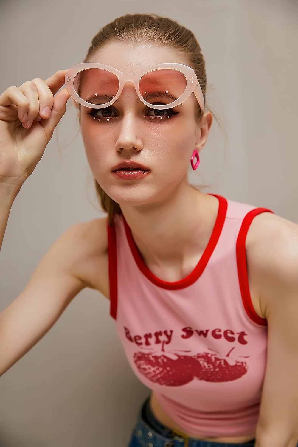 ÉÌƷͼƬ 10 | B0B2W7SH52 | FEISEDY Y2k Oval Sunglasses Womens Thick Bold Retro Clout Goggles Round Cateye Shades B2313