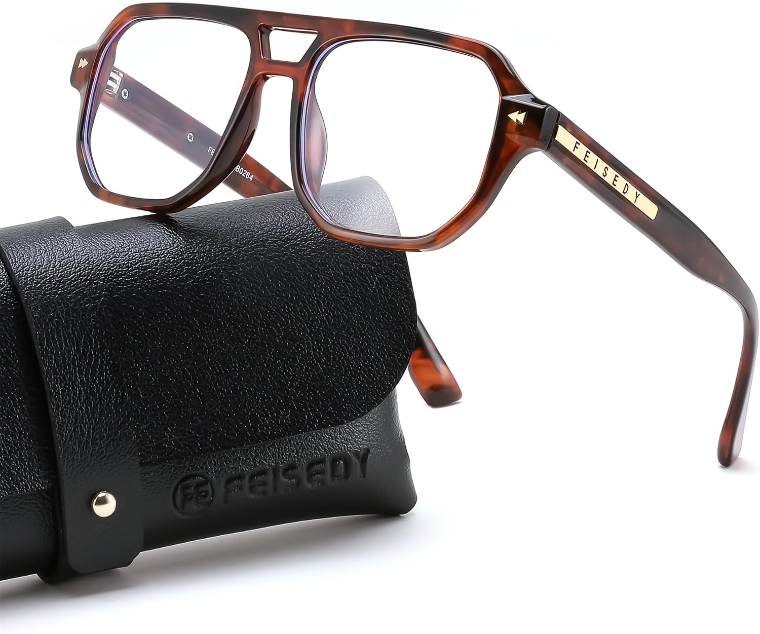 Tortoise / 49 Millimeters | B0FHKFDMDZ | FEISEDY Aviator Blue Light Glasses for Men Women, Retro 70s Style Design TR90 Anti Glare Digital Eyestrain & Daily Wear B0284