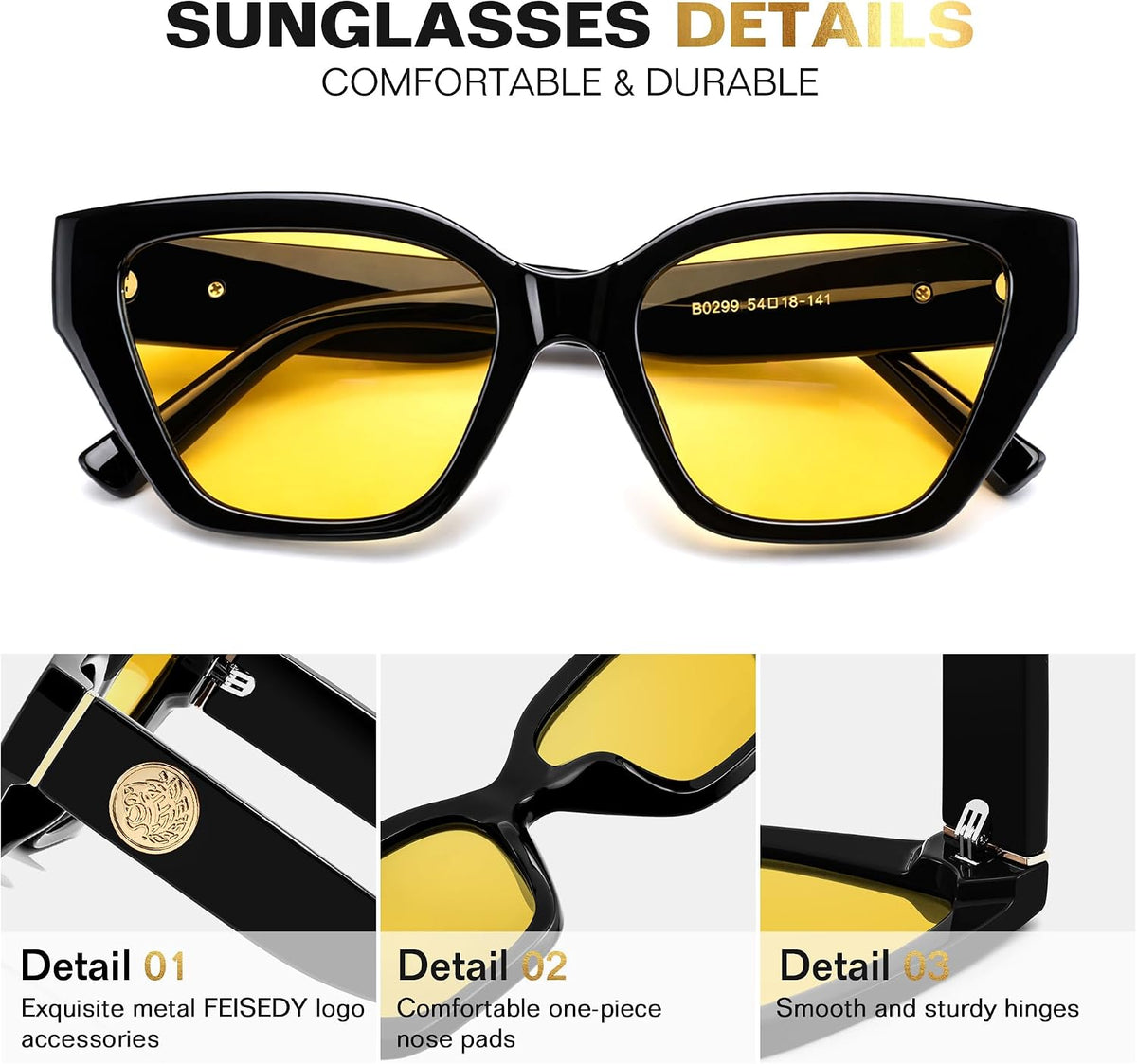 ÉÌƷͼƬ 24 | B0F8N6T6HM | FEISEDY Women's Polarized Cat Eye Sunglasses - UV400 Protection, Trendy Design for Driving & Daily Wear B0299