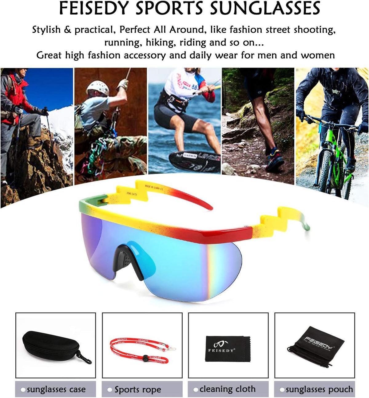 ÉÌƷͼƬ 77 | B096SD9GGG | FEISEDY Oversized Mirror Shield Sport 80s Sunglasses Ski Goggles Flat Top One Piece Futuristic Visor Women Men B2522