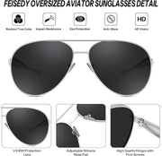 ÉÌƷͼƬ 26 | B0FKML2SSC | FEISEDY Oversized Aviator Sunglasses Women Men - Retro Gold Metal Chunky Frame, UV400 for Driving & Daily Wear B0311