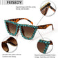 商品图片 43 | B09V7X56D4 | FEISEDY Women Crystal Square Cat Eye Sunglasses Sparkling Trendy Retro Cateye Sunglasses B2898