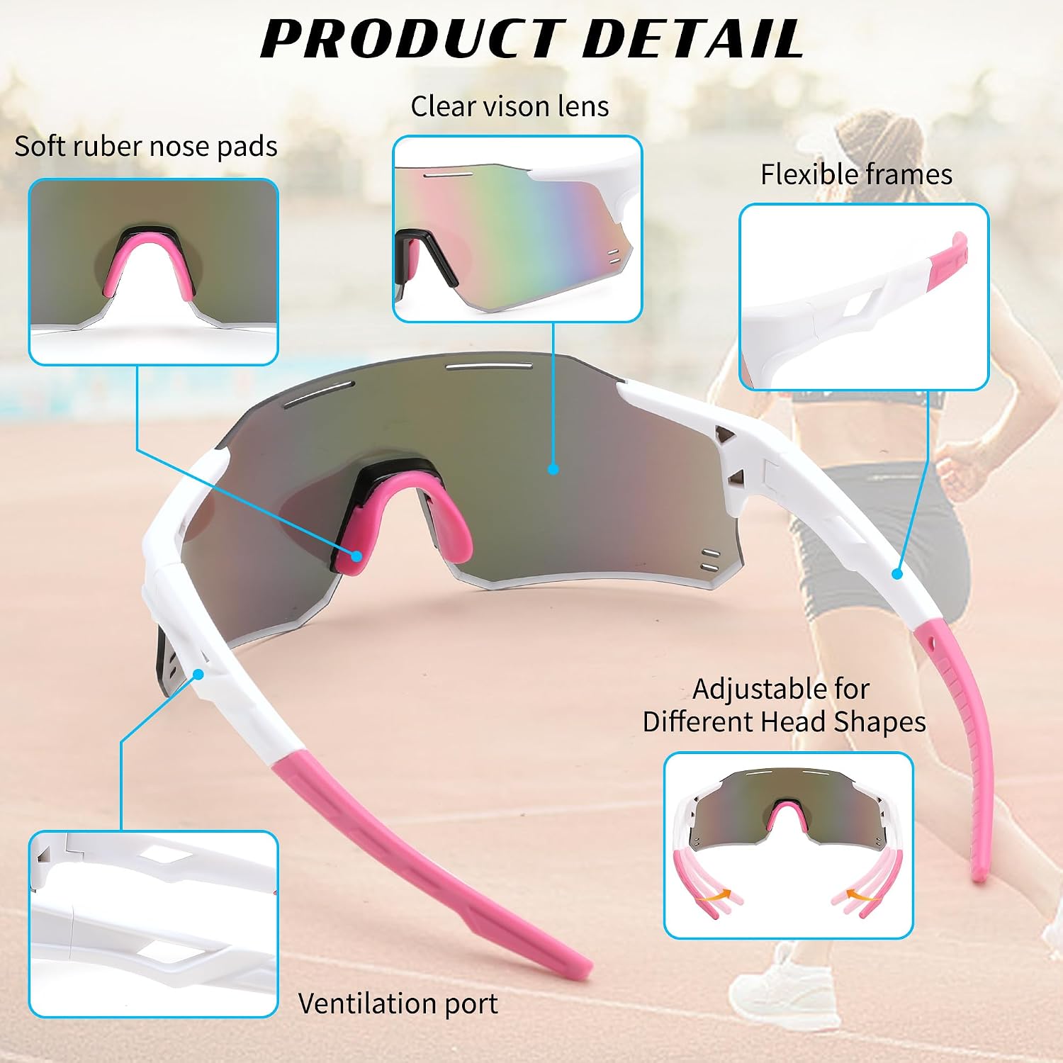 商品图片 17 | B0DB5PJ1BJ | FEISEDY Cycling Glasses Sports Sunglasses for Men Women, Youth Kids Baseball Softball Running Sunglasses B0223