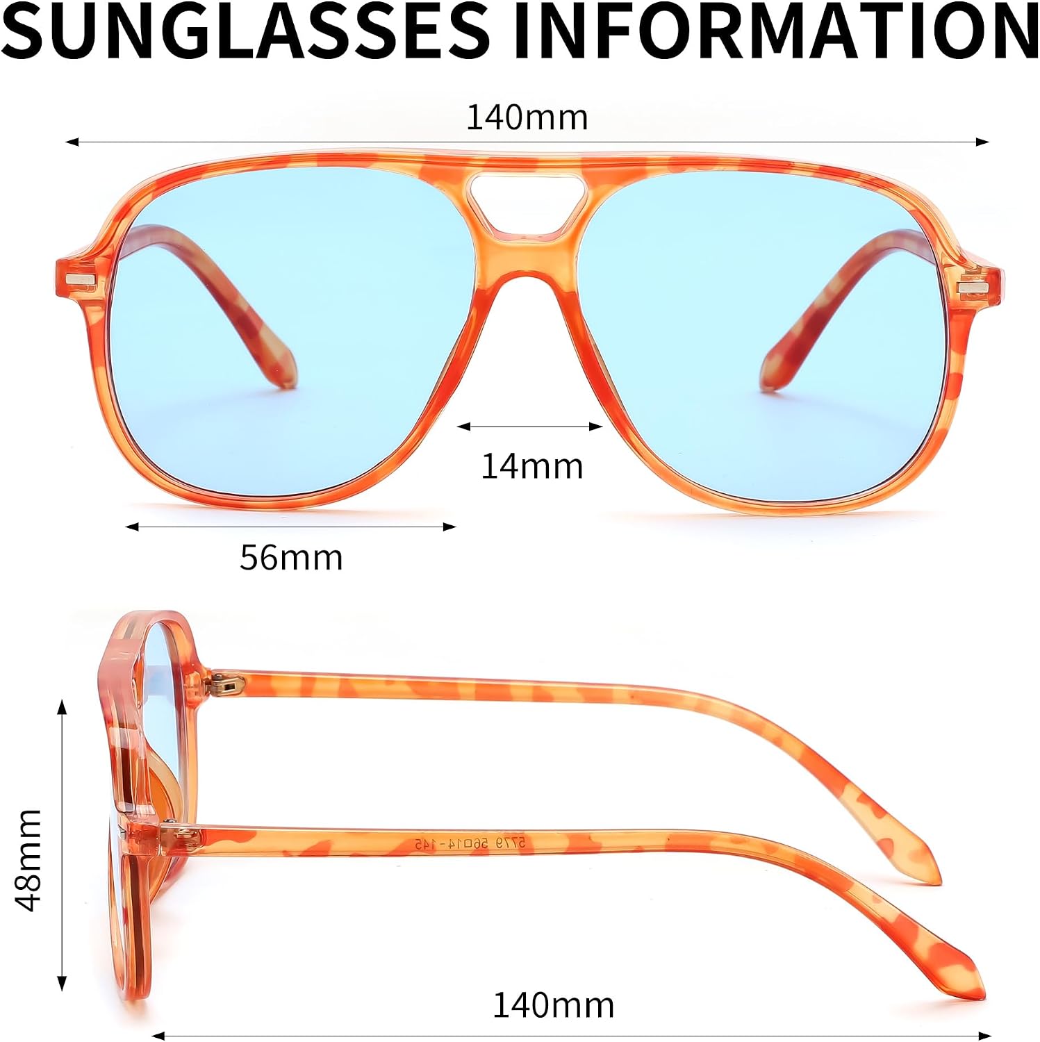 商品图片 37 | B0H1WCGC42 | FEISEDY Retro Square Aviator Sunglasses Women Men Double Bridge B0443