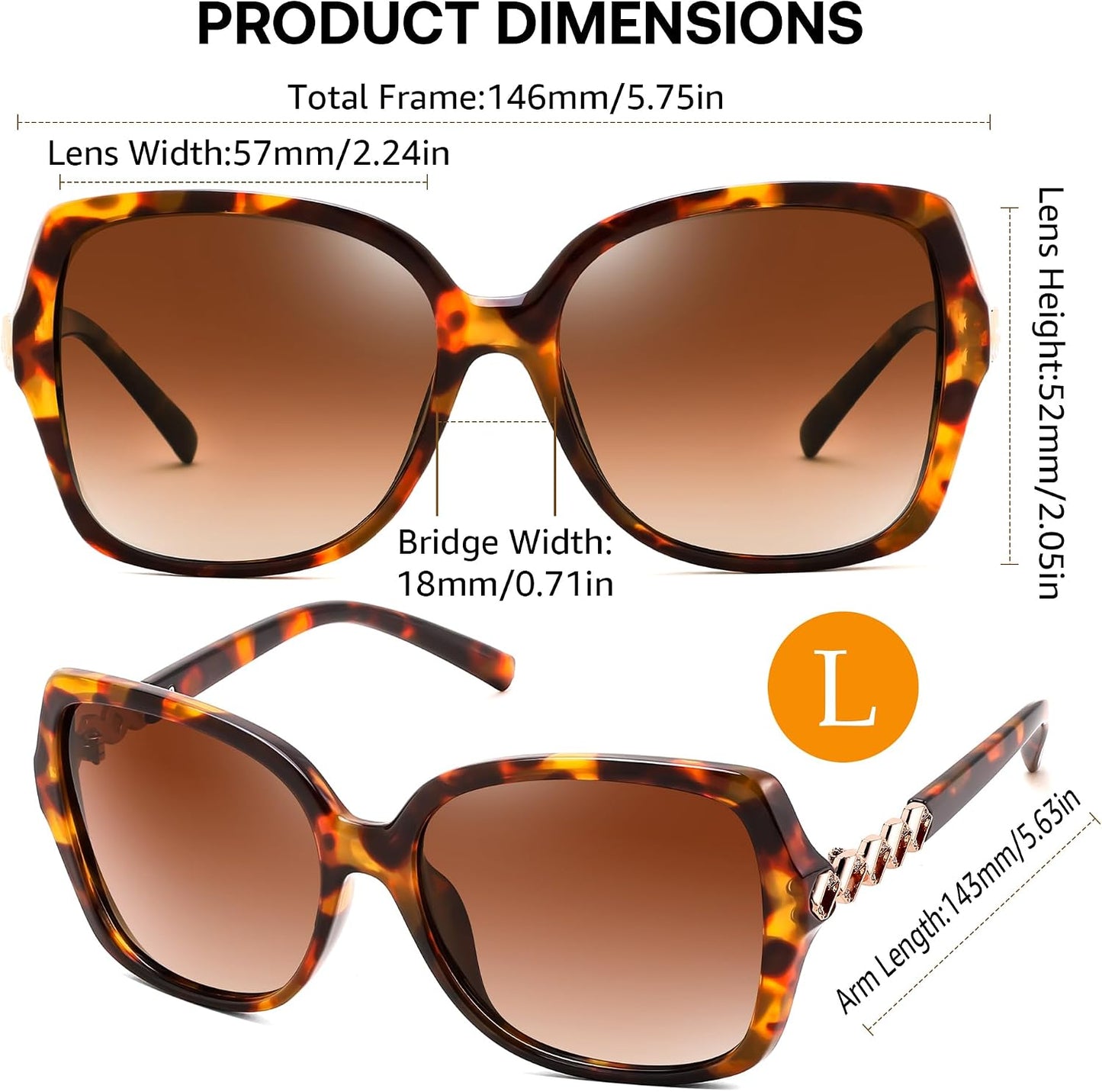 商品图片 19 | B0H8N95LQC | FEISEDY Retro Polarized Sunglasses for Women Chunky Square Frame B0464