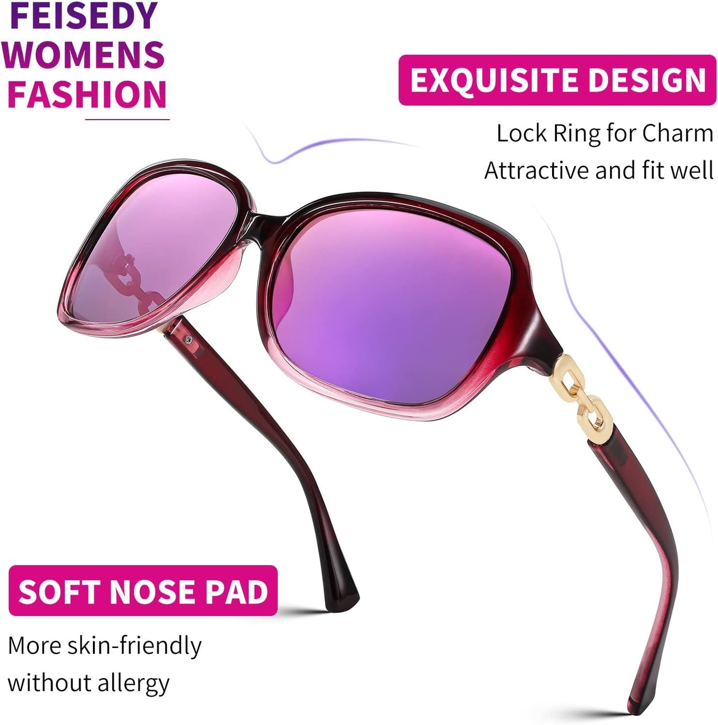 商品图片 29 | B08LPZDDKZ | FEISEDY Womens Polarized Sunglasses Square Wraparound Shades UV400 Mirrored Trendy Sun Glasses for Women B2526