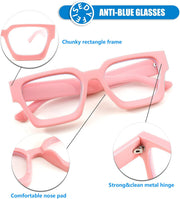 商品图片 10 | B0C1SQ2TX3 | FEISEDY Blue Light Blocking Glasses Thick Computer Eyewear Retro 90s Square Frame B2383