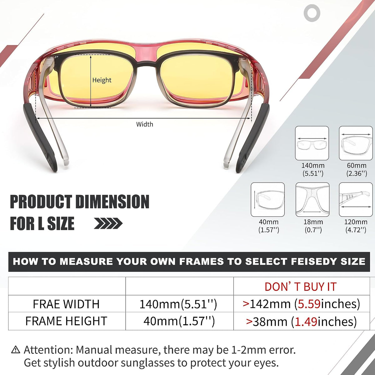 ÉÌƷͼƬ 48 | B089YRDYMP | FEISEDY Polarized Fit Over Glasses Sunglasses Men Women Wrap Around B2593