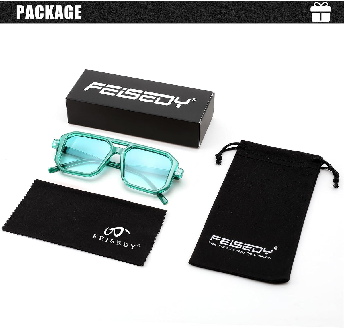 ÉÌƷͼƬ 41 | B0B9BNZRMZ | FEISEDY Retro Aviator Square Sunglasses for Women Men UV400 B2939