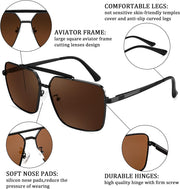 ÉÌƷͼƬ 11 | B0CP21BC1C | FEISEDY Trendy Polarized Aviator Sunglasses Womens Mens Retro Square Double Bridge Metal 90s Shades B0098