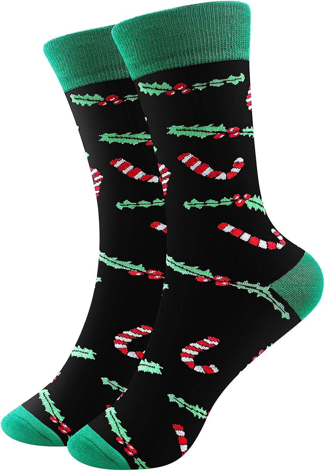 Black + Green | B0FPL3VY91 | Funny Socks for Women Men Christmas Socks Fuzzy Cozy Novelty Dress Socks Festive Crew Socks Size 7.5-12