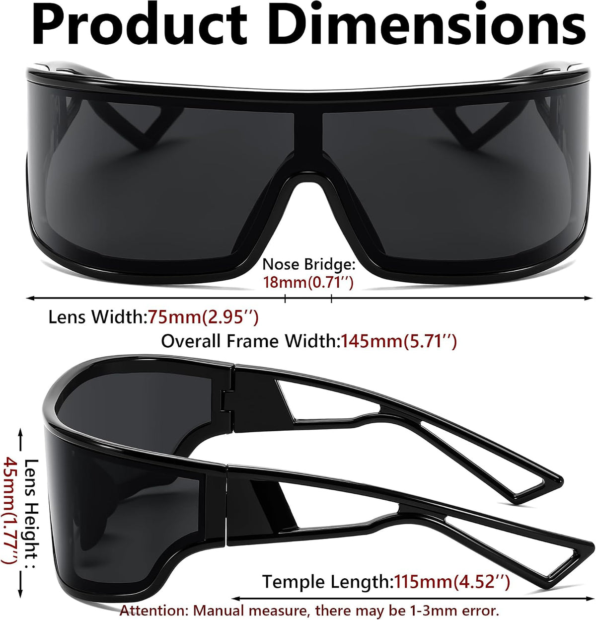 ÉÌƷͼƬ 27 | B0D3PKKSD9 | FEISEDY Trendy Futuristic Wrap Sunglasses Flat Top Mirrored One Piece Lens Reflective Sun Glasses for Women Men B0161