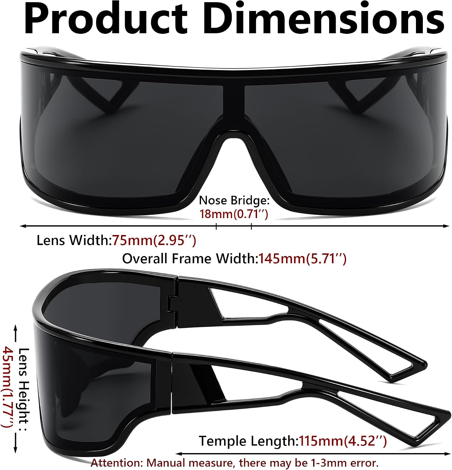 商品图片 27 | B0D3PKKSD9 | FEISEDY Trendy Futuristic Wrap Sunglasses Flat Top Mirrored One Piece Lens Reflective Sun Glasses for Women Men B0161