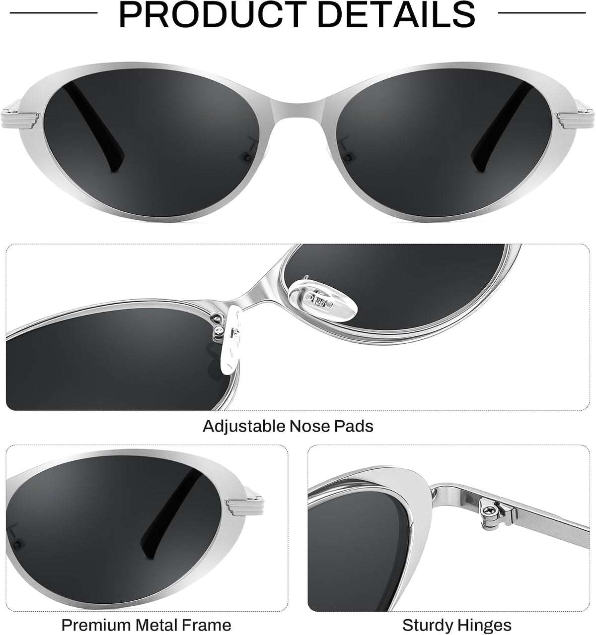 ÉÌƷͼƬ 25 | B0GVDPV1W4 | FEISEDY Metal Oval Sunglasses UV400 Protection for Women and Men B0429