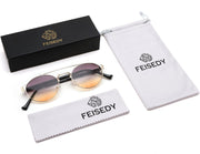 ÉÌƷͼƬ 22 | B0DRYKH1MV | FEISEDY Classic Trendy Oval Sunglasses Women Men Cute Small Shade Metal Frame Sunnies B0264