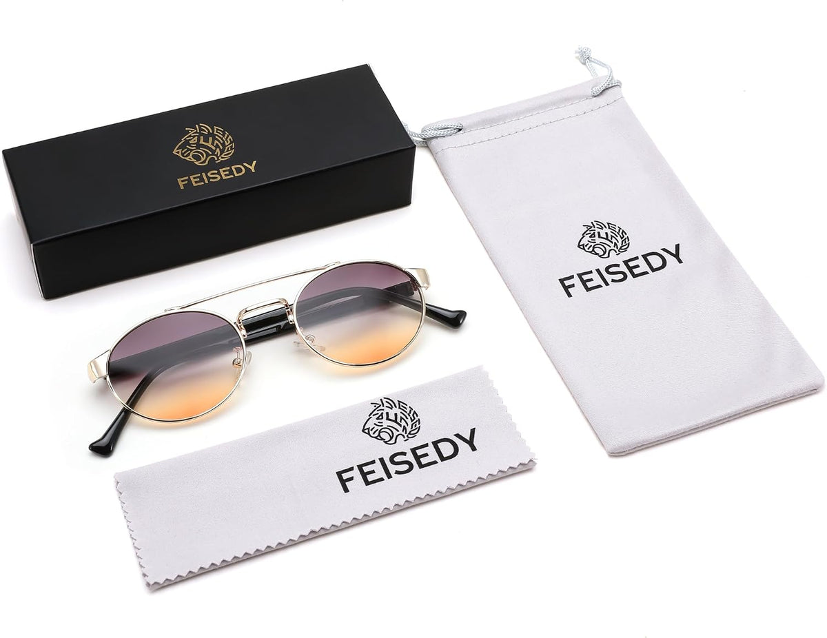 ÉÌƷͼƬ 22 | B0DRYKH1MV | FEISEDY Classic Trendy Oval Sunglasses Women Men Cute Small Shade Metal Frame Sunnies B0264