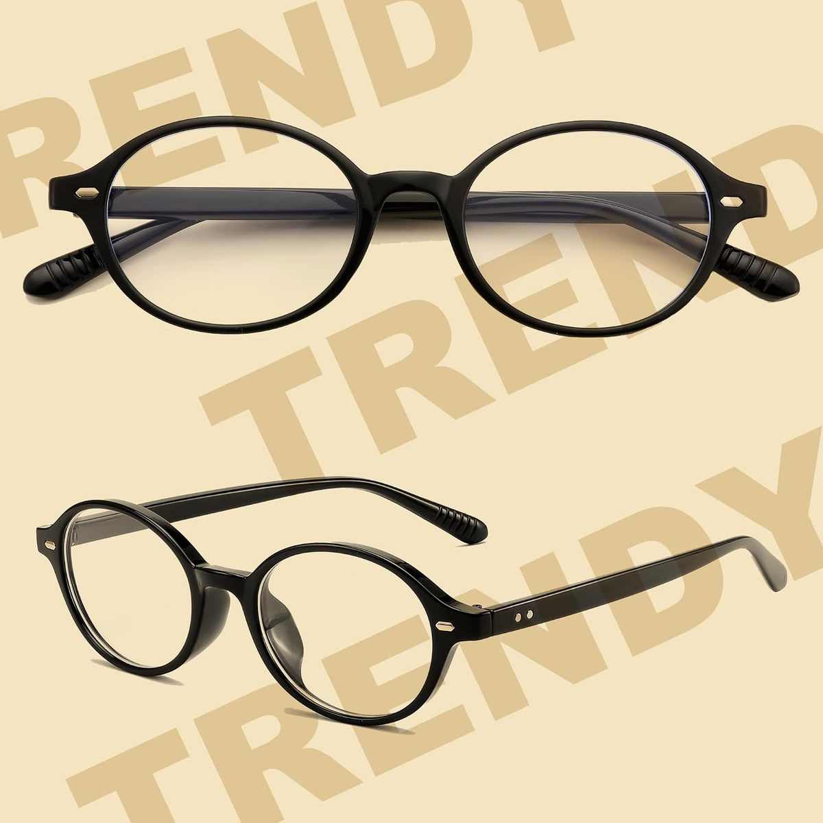 ÉÌƷͼƬ 4 | B0DJ4YNFXZ | FEISEDY Vintage Oval Blue Light Glasses for Women Men Stylish Lightweight 90s Eyeglasses Fake Nerd Y2k Eyewear Frame B0242