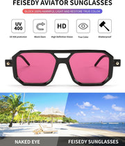 ÉÌƷͼƬ 183 | B09YTJ4FQZ | FEISEDY Vintage Square 70s Flat Aviator Sunglasses Women Men Classic Retro Stylish Frame UV400 Sunglasses B2622