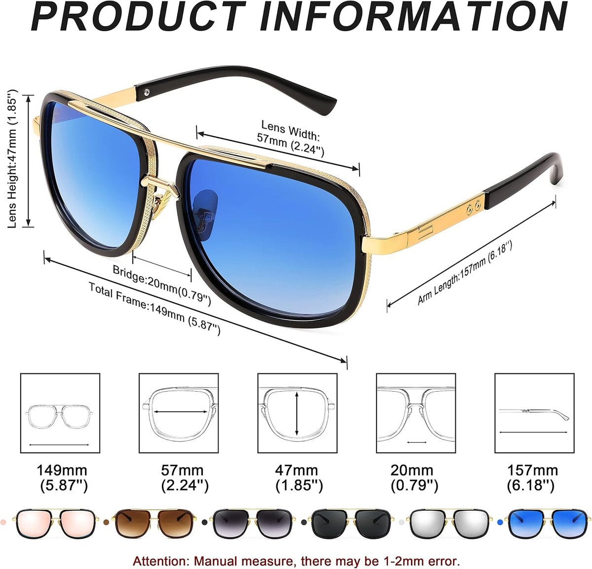 ÉÌƷͼƬ 15 | B0B681YMF5 | FEISEDY Retro Trendy Aviator Sunglasses Women Men Classic Vintage Square Sunglasses 70s Large Metal Shades B2321