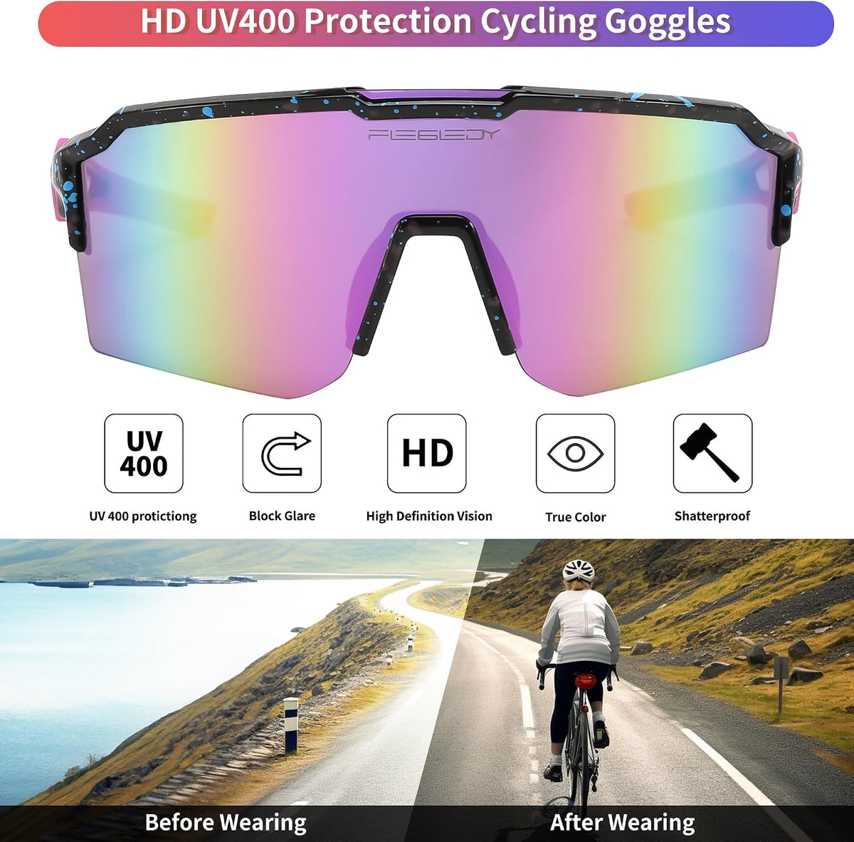 ÉÌƷͼƬ 11 | B0CVWYCSZS | FEISEDY Sports Sunglasses for Men Women Baseball Cycling Running Driving Glasses UV400 B0088