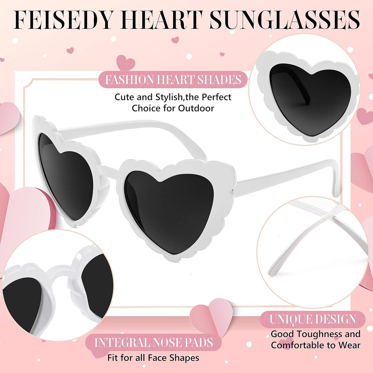 ÉÌƷͼƬ 12 | B0B8R3G4T8 | FEISEDY Love Heart Shaped Sunglasses for Women Trendy Retro Cat Eye Mod Style Stylish Glasses B2336