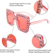 ÉÌƷͼƬ 24 | B077GMJCV8 | FEISEDY Women Sparkling Crystal Sunglasses Oversized Square Thick Frame B2283