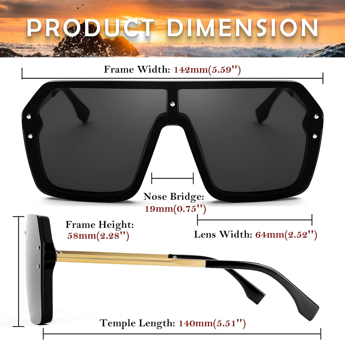 ÉÌƷͼƬ 19 | B0854JYPB2 | FEISEDY Classic Siamese One Piece Sunglasses Nice Rimless Stylish Retro Design for Women Men B2574