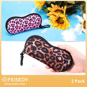 ÉÌƷͼƬ 19 | B0GFYDDD2Y | FEISEDY 2Pack Sunglasses Soft Case Ultra Light Neoprene Zipper Portable Eyeglass Pouch with Belt Clip B0385