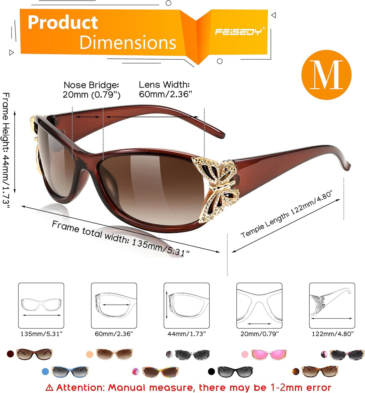 ÉÌƷͼƬ 41 | B0CNRQ7WVZ | FEISEDY Y2K Women Polarized Sunglasses Butterfly Wrap Around UV400 Shades