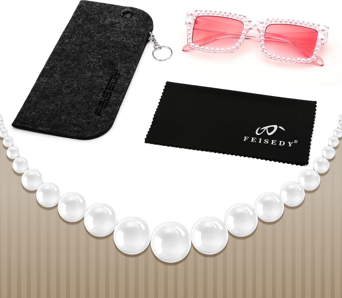 ÉÌƷͼƬ 7 | B0B9J7C26Y | FEISEDY Fashion Pearl Sunglasses for Women Cute Square Sunglasses Candy Colors Party Sun Glasses B2327