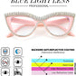商品图片 16 | B0BLH5NHK8 | FEISEDY Diamond Blue Light Blocking Glasses Cat Eye Rhinestone Women Oversized Anti Eyestrain Computer Glasses Frame B2358