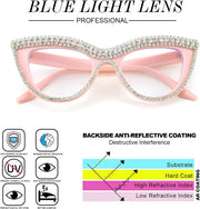ÉÌƷͼƬ 16 | B0BLH5NHK8 | FEISEDY Diamond Blue Light Blocking Glasses Cat Eye Rhinestone Women Oversized Anti Eyestrain Computer Glasses Frame B2358